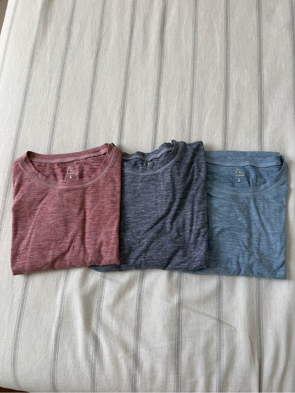 Rhoback-Men's Heathered Crew Neck T-Shirt - Red, Charcoal, Blue